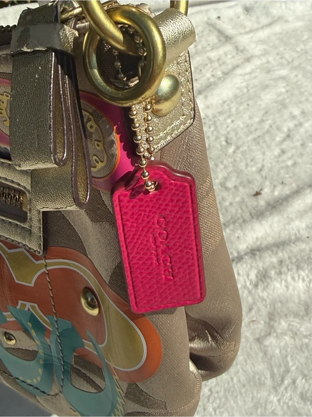 Coach Poppy H1282-F20029 Daisy Glam Graffiti Signature C Appliqué Bag Purse Y2K